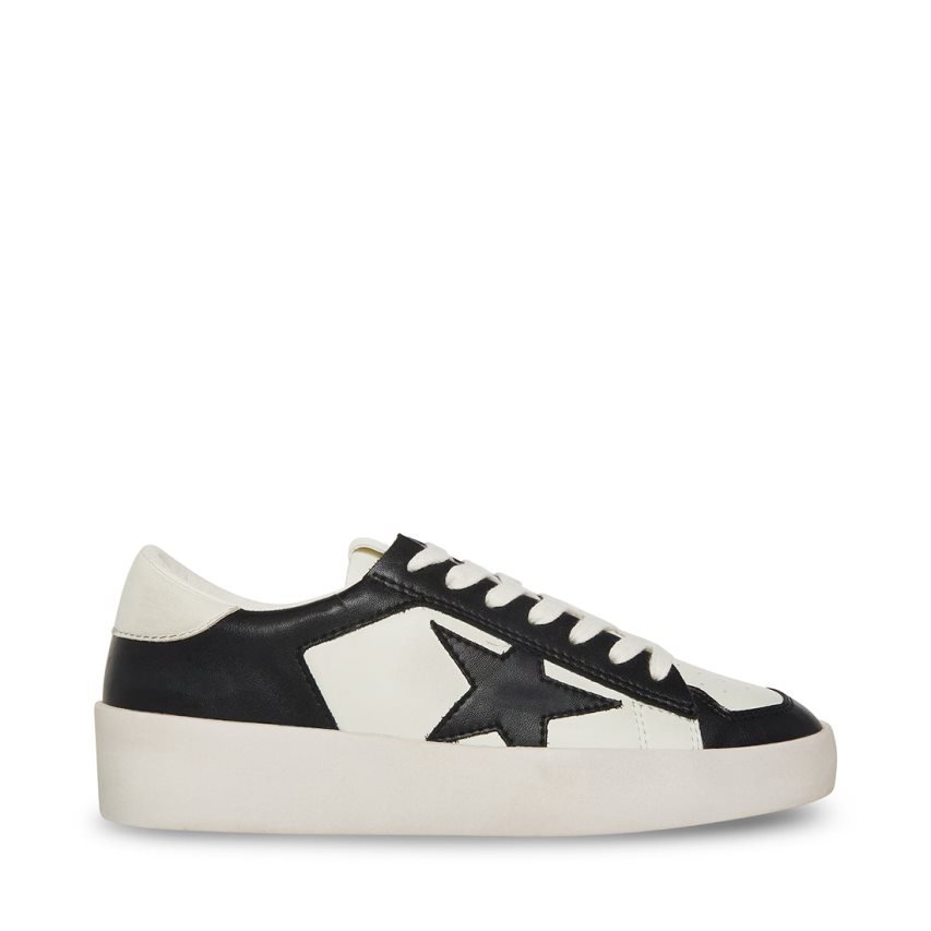 Black / White Steve Madden Perona Women\'s Sneakers | PH 9285CKH